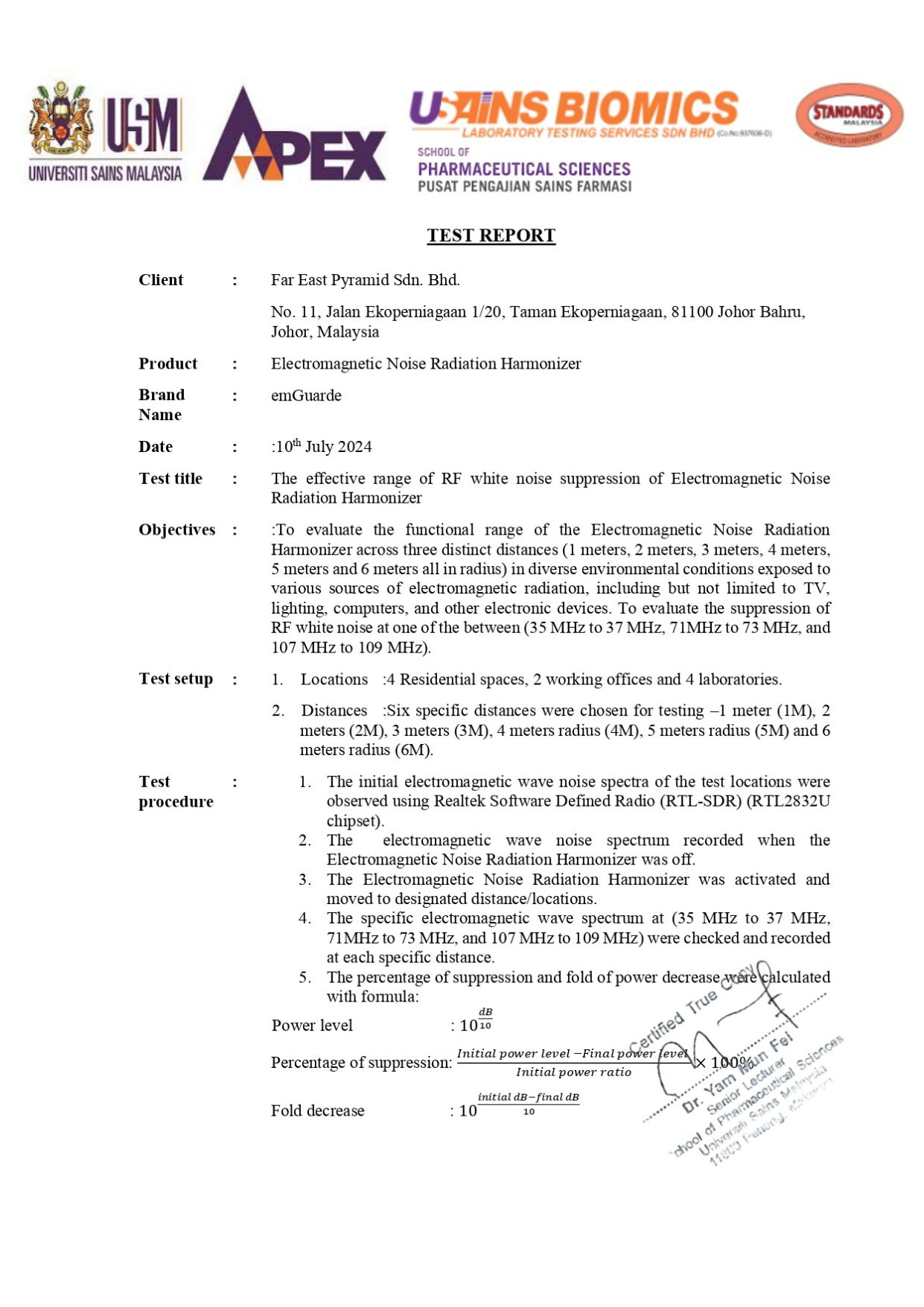 EmGuarde USM Test Report